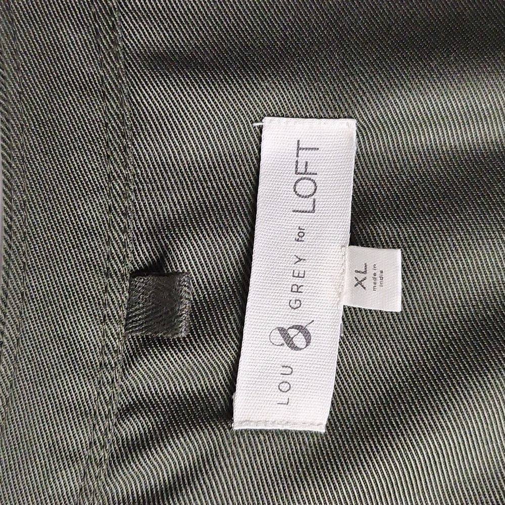 Lou & Grey LOFT Olive Green Button Front Open V Neck Tunic XL Blouse Lyocell - Picture 9 of 12